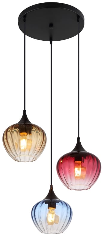 Globo Lighting Sander závesné svietidlo 3x60 W čierna-modrá-jantárová-červená 15748-3HR