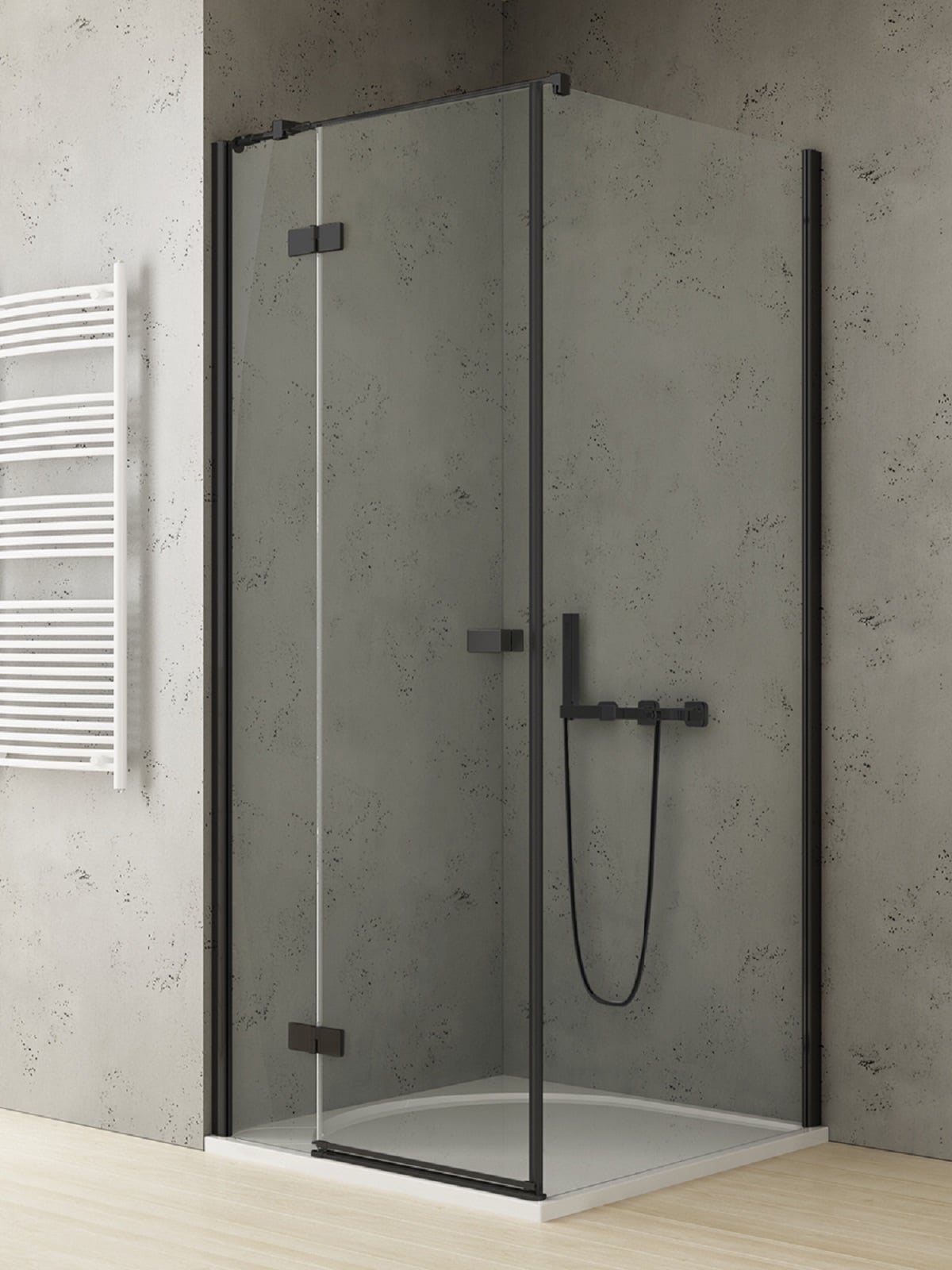 New Trendy Reflexa Black sprchovací kút 100x90 cm štvorcová čierna matné/priehľadné sklo EXK-4940