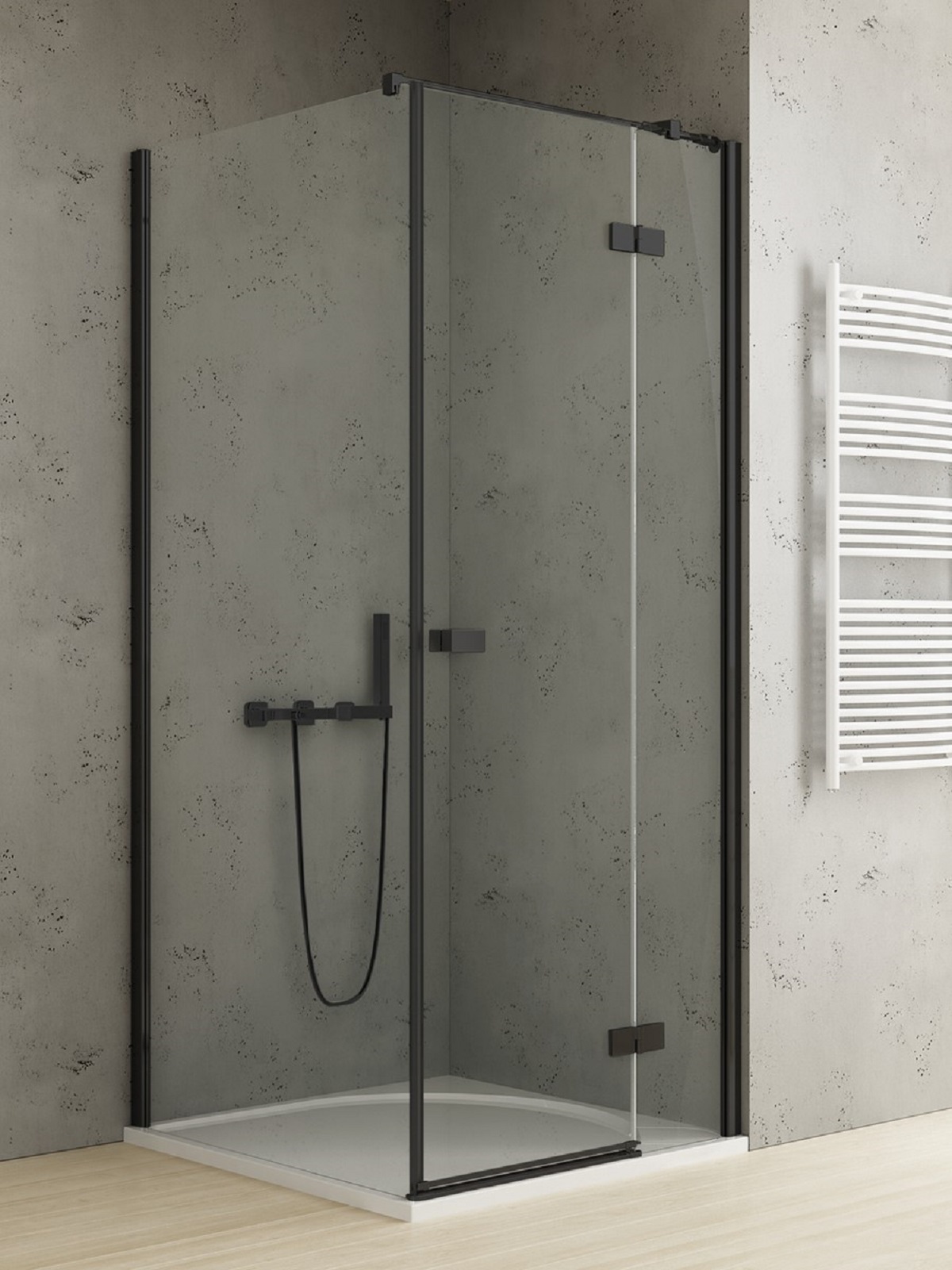 New Trendy Reflexa Black sprchovací kút 100x80 cm štvorcová čierna matné/priehľadné sklo EXK-4919