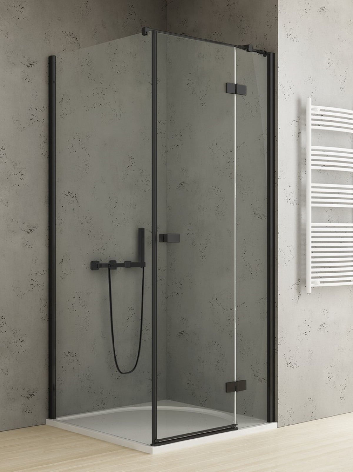 New Trendy Reflexa Black sprchovací kút 110x100 cm štvorcová čierna matné/priehľadné sklo EXK-4955