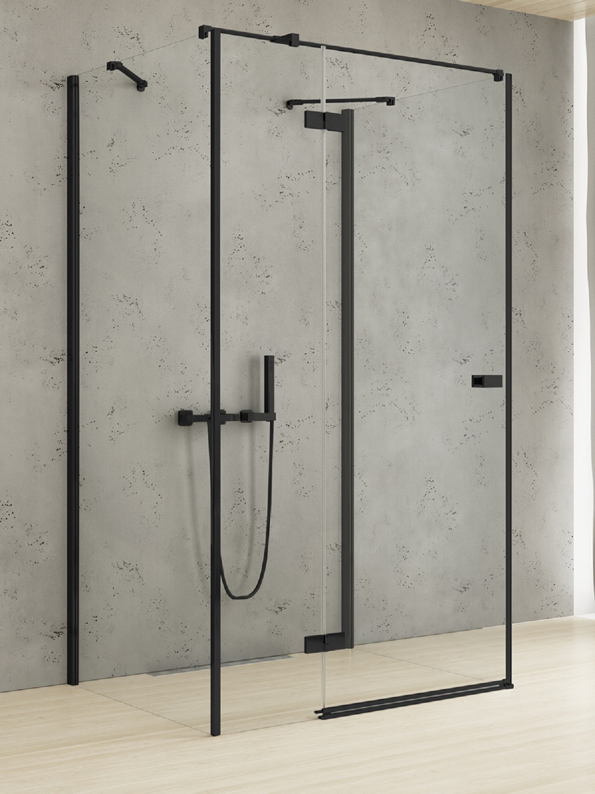 New Trendy Reflexa Black sprchovací kút 100x90 cm štvorcová čierna matné/priehľadné sklo EXK-5015