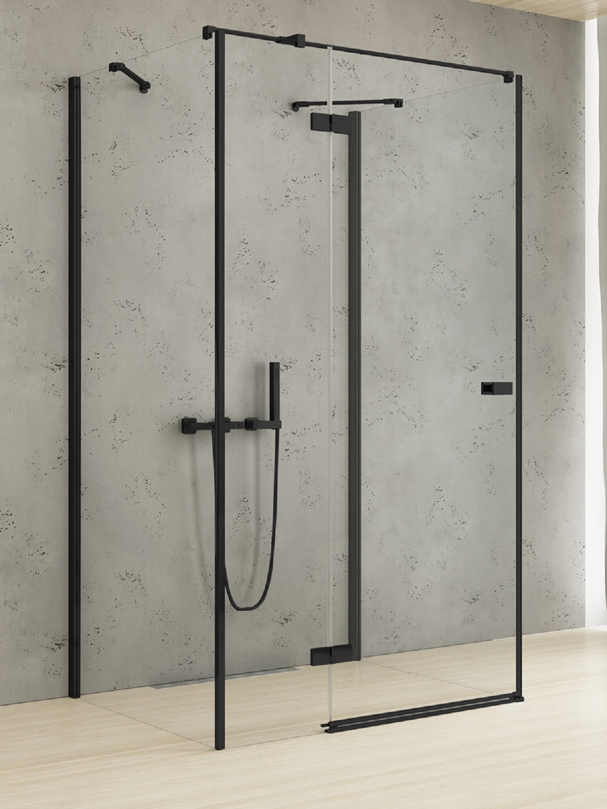 New Trendy Reflexa Black sprchovací kút 120x100 cm štvorcová čierna matné/priehľadné sklo EXK-5031