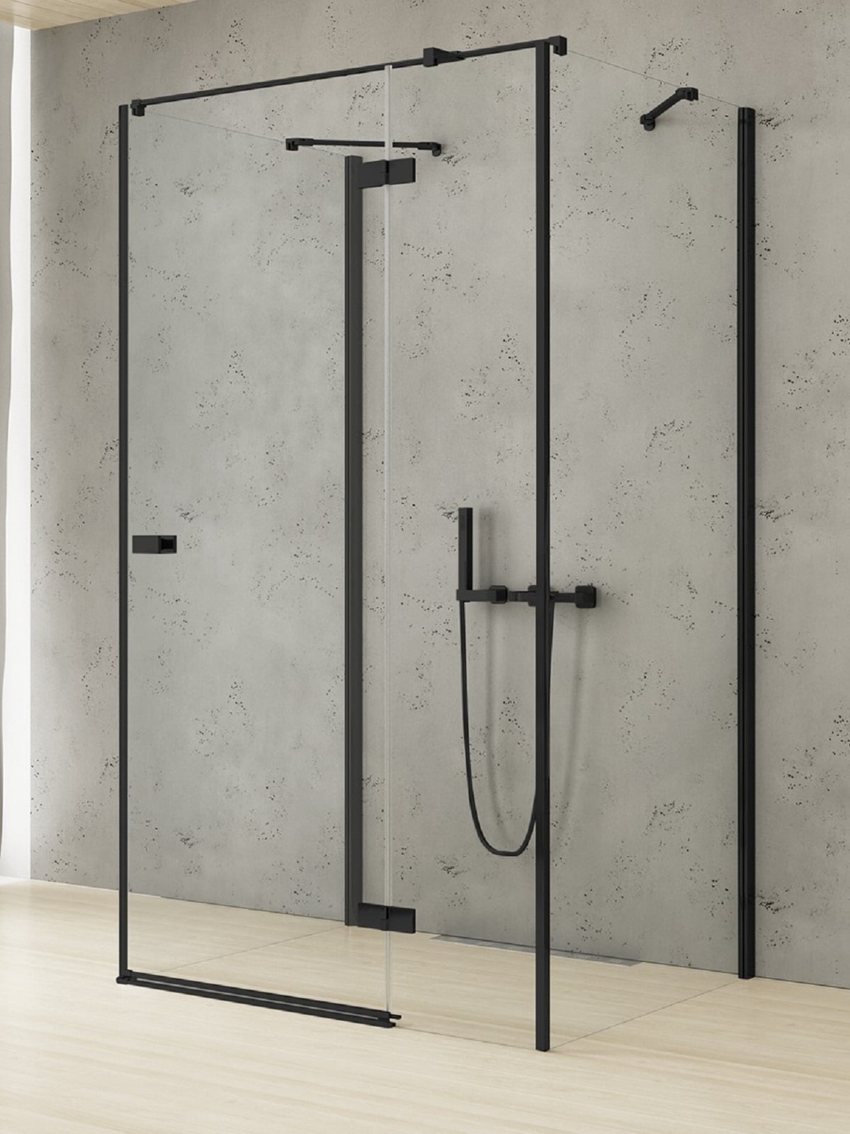 New Trendy Reflexa Black sprchovací kút 100x80 cm štvorcová čierna matné/priehľadné sklo EXK-5004