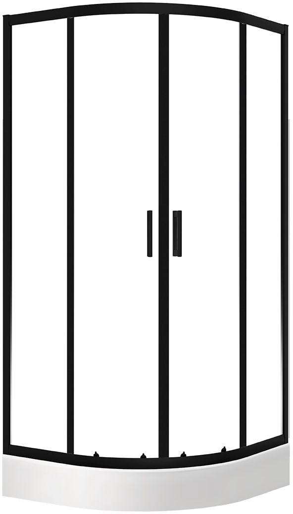 Laveo Bresso sprchový kút so sprchovou vaničkou 80x80 cm polkruhová čierna matné/priehľadné sklo JKDD786Z