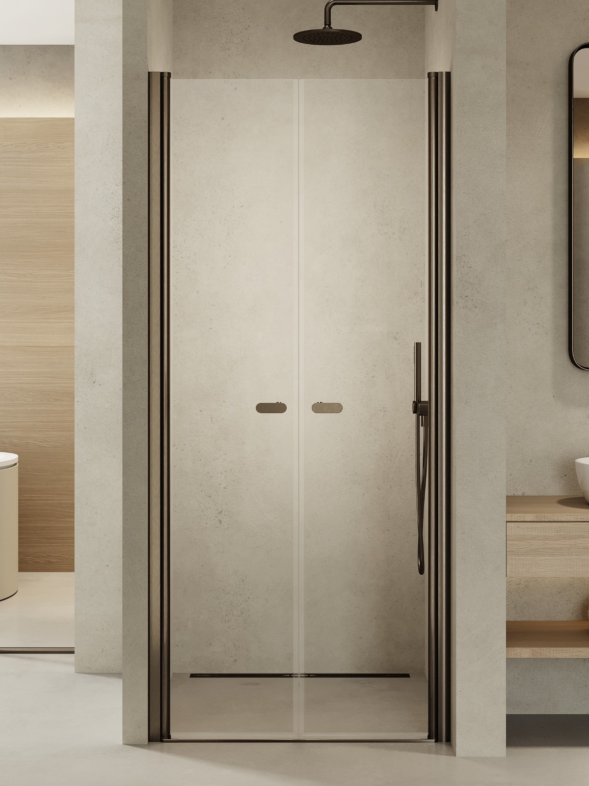 New Trendy New Soleo Gunmetal Brushed sprchové dvere 90 cm výklopné grafitová brúsená/priehľadné sklo D-0534A