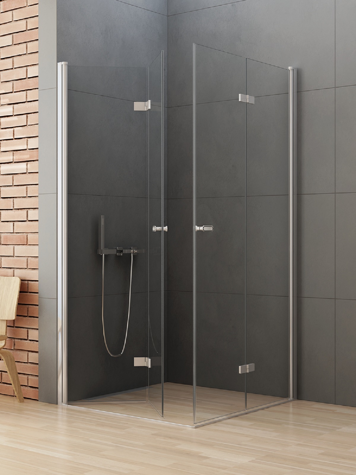 New Trendy New Soleo sprchovací kút 100x90 cm štvorcová chromová lesklé/priehľadné sklo D-0150A/D-0153A