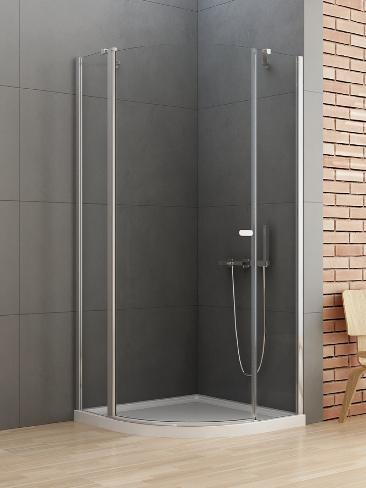 New Trendy New Soleo sprchovací kút 80x80 cm polkruhová chromová lesklé/priehľadné sklo K-0415