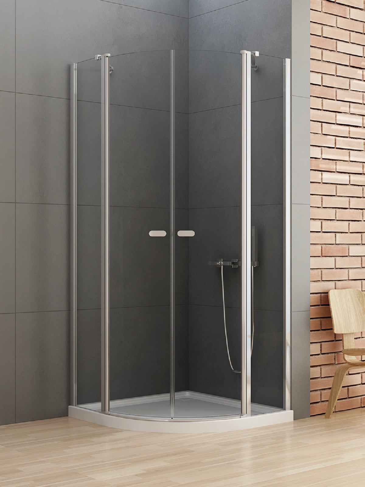 New Trendy New Soleo sprchovací kút 100x100 cm polkruhová chromová lesklé/priehľadné sklo K-0420