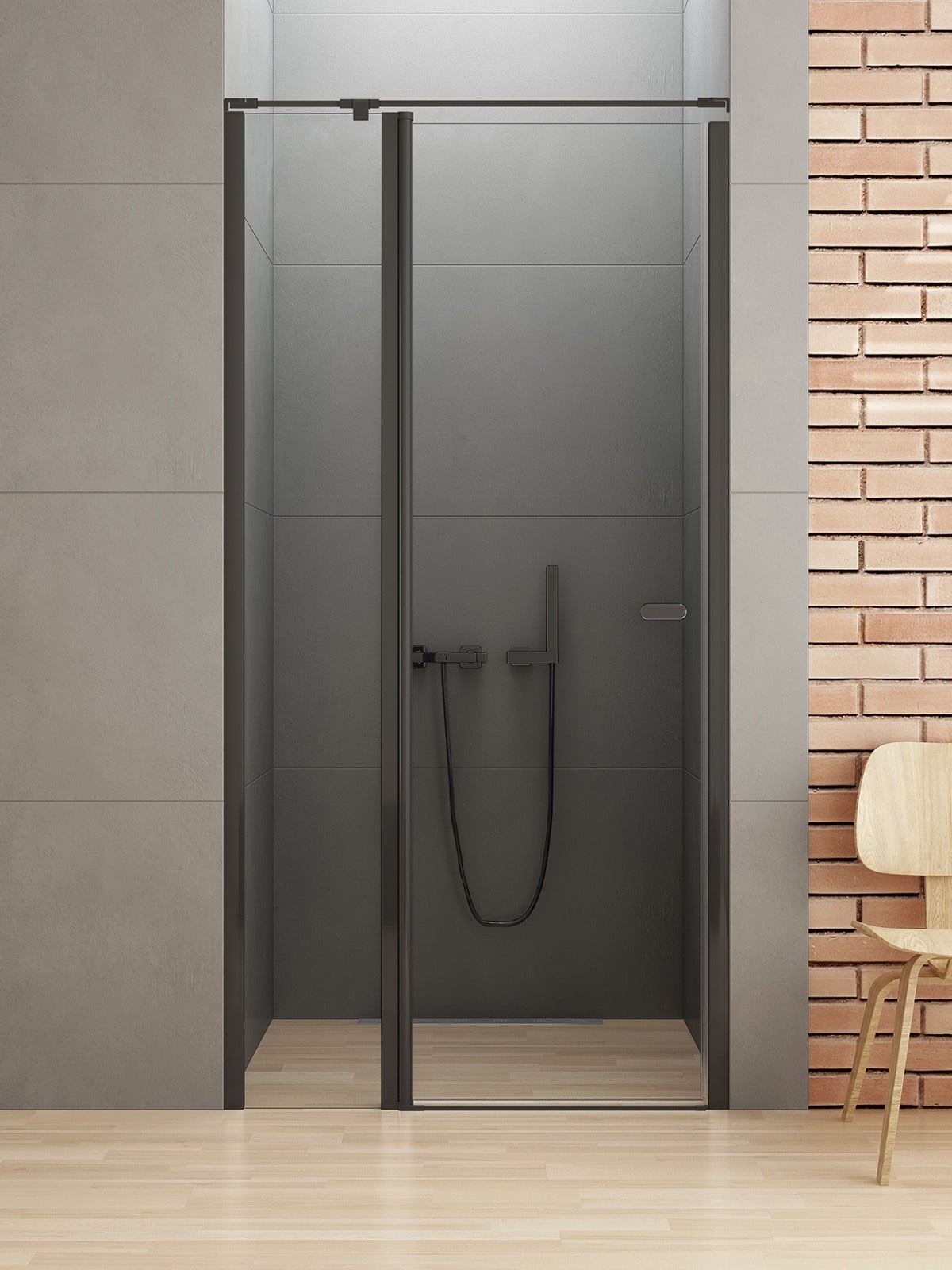 New Trendy New Soleo Black sprchové dvere 100 cm výklopné čierna matná/priehľadné sklo D-0242A-WK