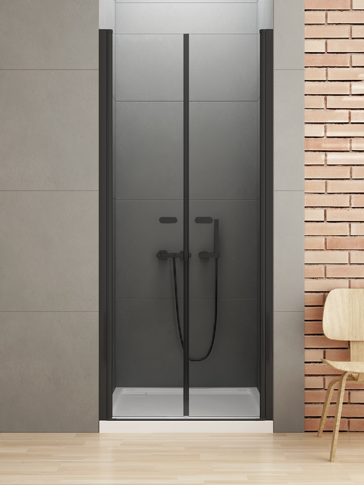 New Trendy New Soleo Black sprchové dvere 150 cm výklopné čierna matná/priehľadné sklo D-0249A