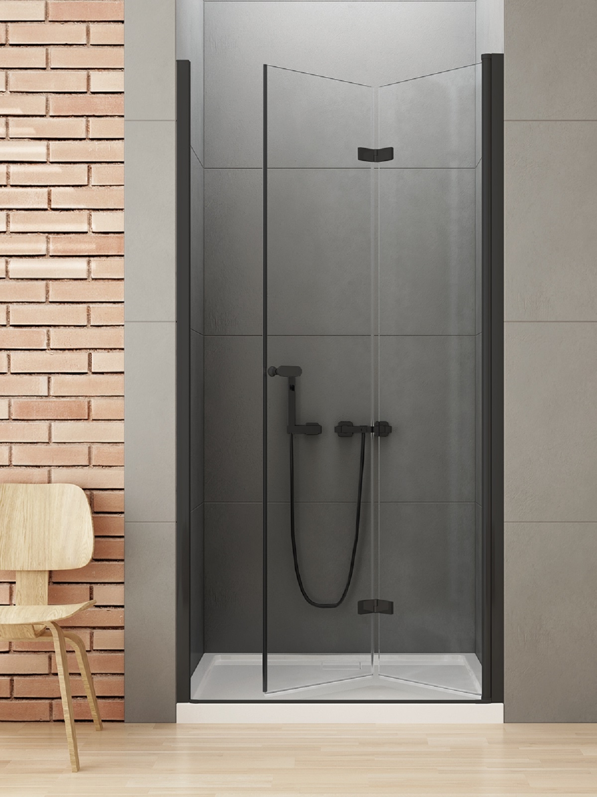 New Trendy New Soleo Black sprchové dvere 80 cm skladané čierna matná/priehľadné sklo D-0222A