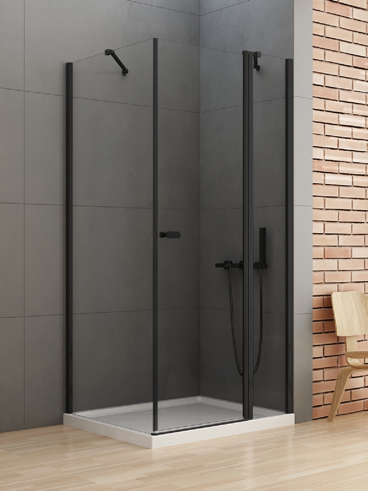 New Trendy New Soleo Black sprchovací kút 110x100 cm štvorcová čierna matné/priehľadné sklo K-0683