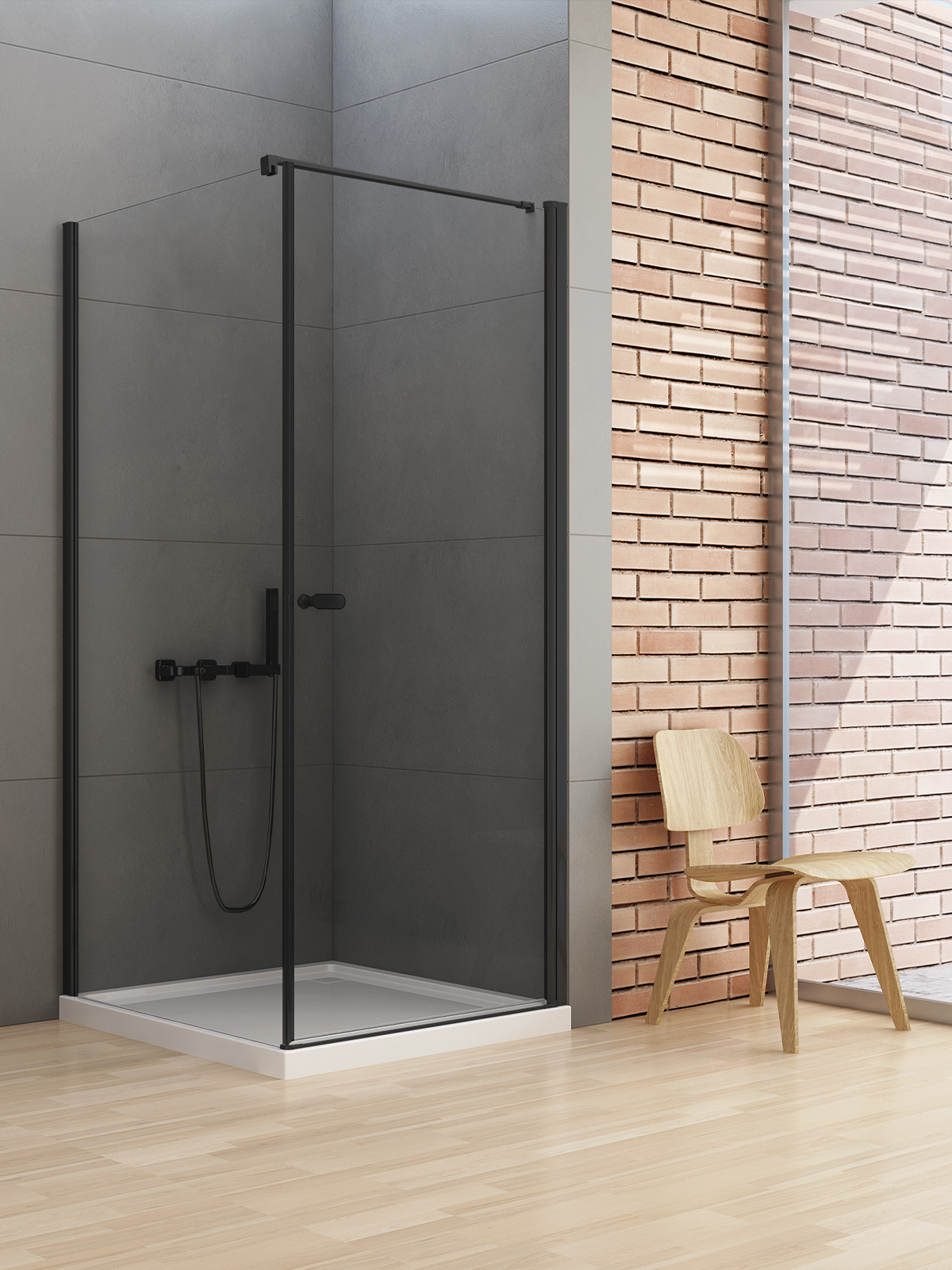 New Trendy New Soleo Black sprchovací kút 120x100 cm štvorcová čierna matné/priehľadné sklo D-0232A/D-0149B-WP