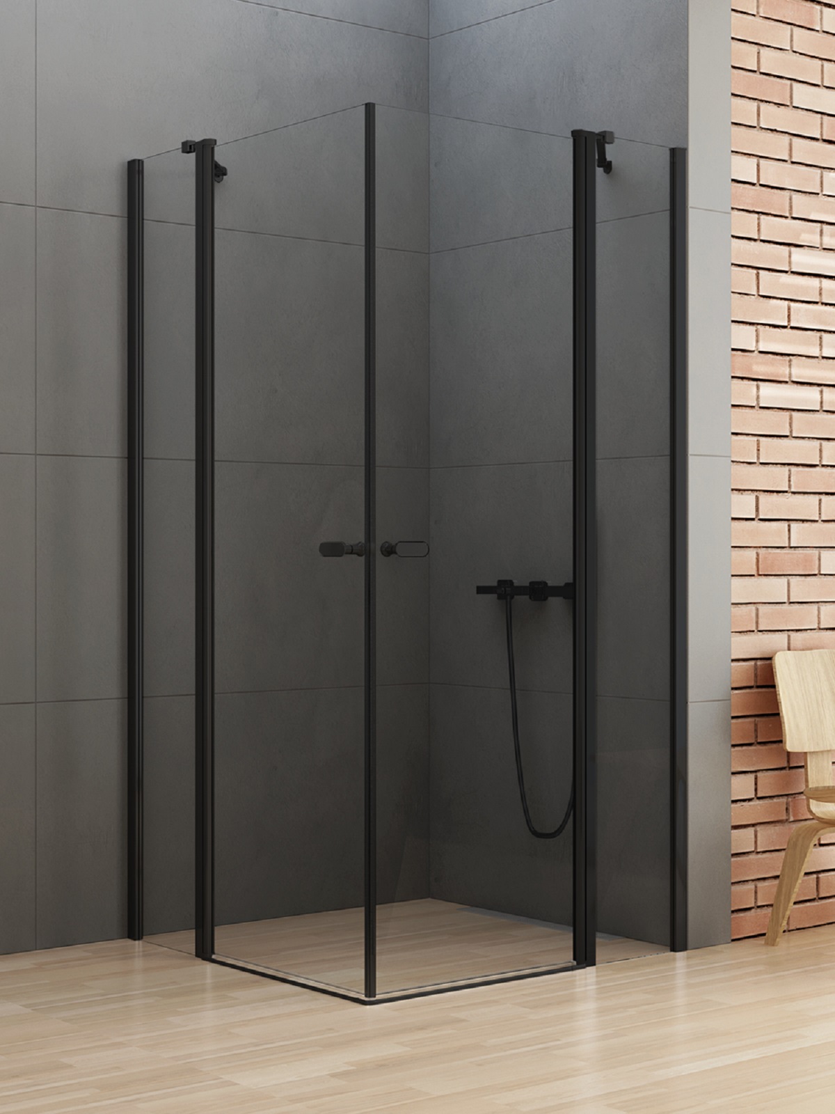 New Trendy New Soleo Black sprchovací kút 110x100 cm štvorcová čierna matné/priehľadné sklo K-0762