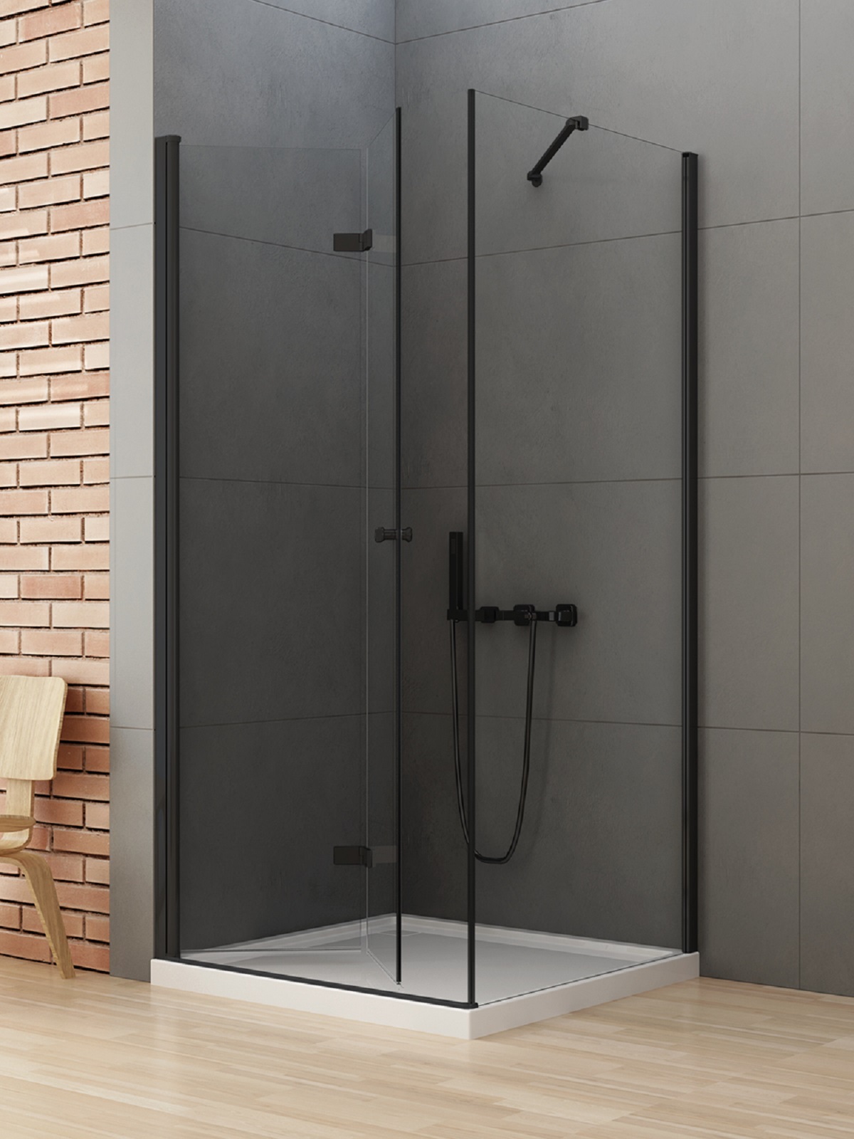New Trendy New Soleo Black sprchovací kút 120x80 cm štvorcová čierna matné/priehľadné sklo D-0234A/D-0149B