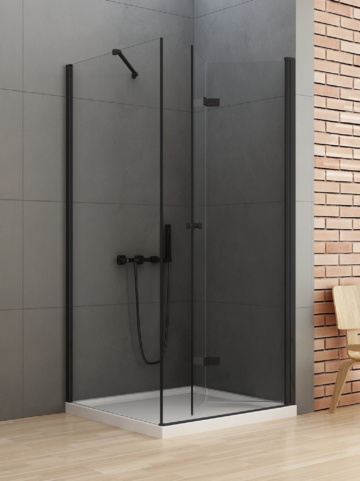 New Trendy New Soleo Black sprchovací kút 120x100 cm štvorcová čierna matné/priehľadné sklo D-0240A/D-0149B