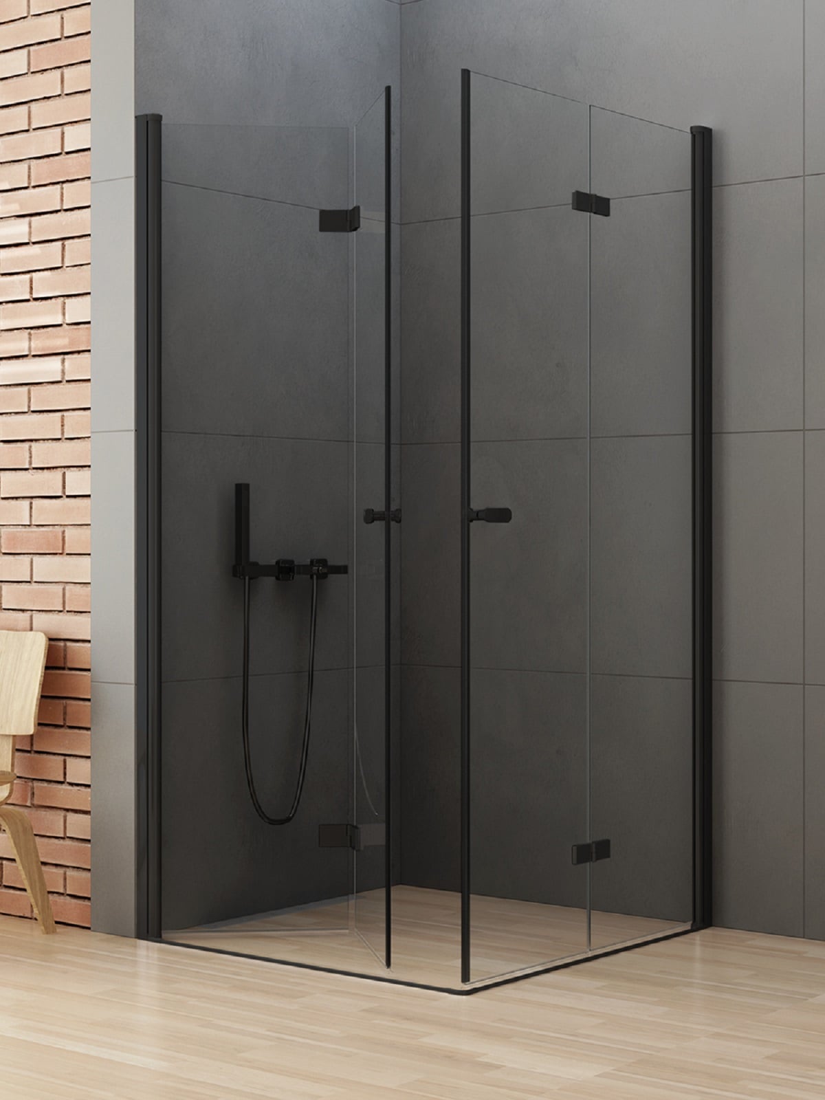New Trendy New Soleo Black sprchovací kút 90x70 cm štvorcová čierna matné/priehľadné sklo D-0233A/D-0239A