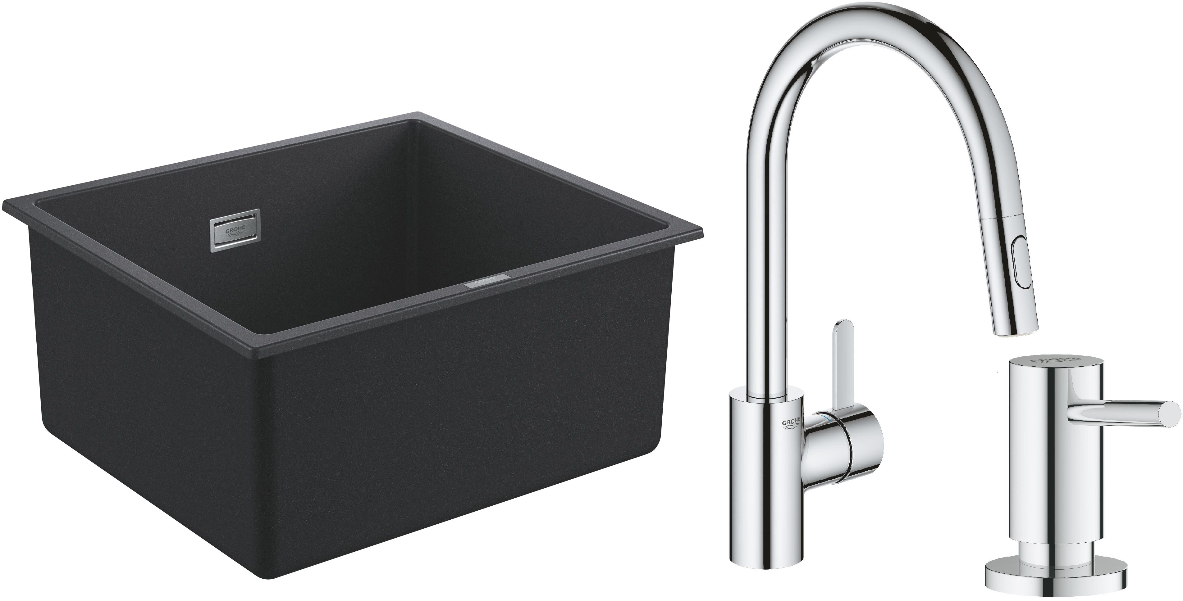 Súprava granitový drez Grohe K700 31653AP0, kuchynská batéria Grohe Eurosmart Cosmopolitan 31481001, 40535000