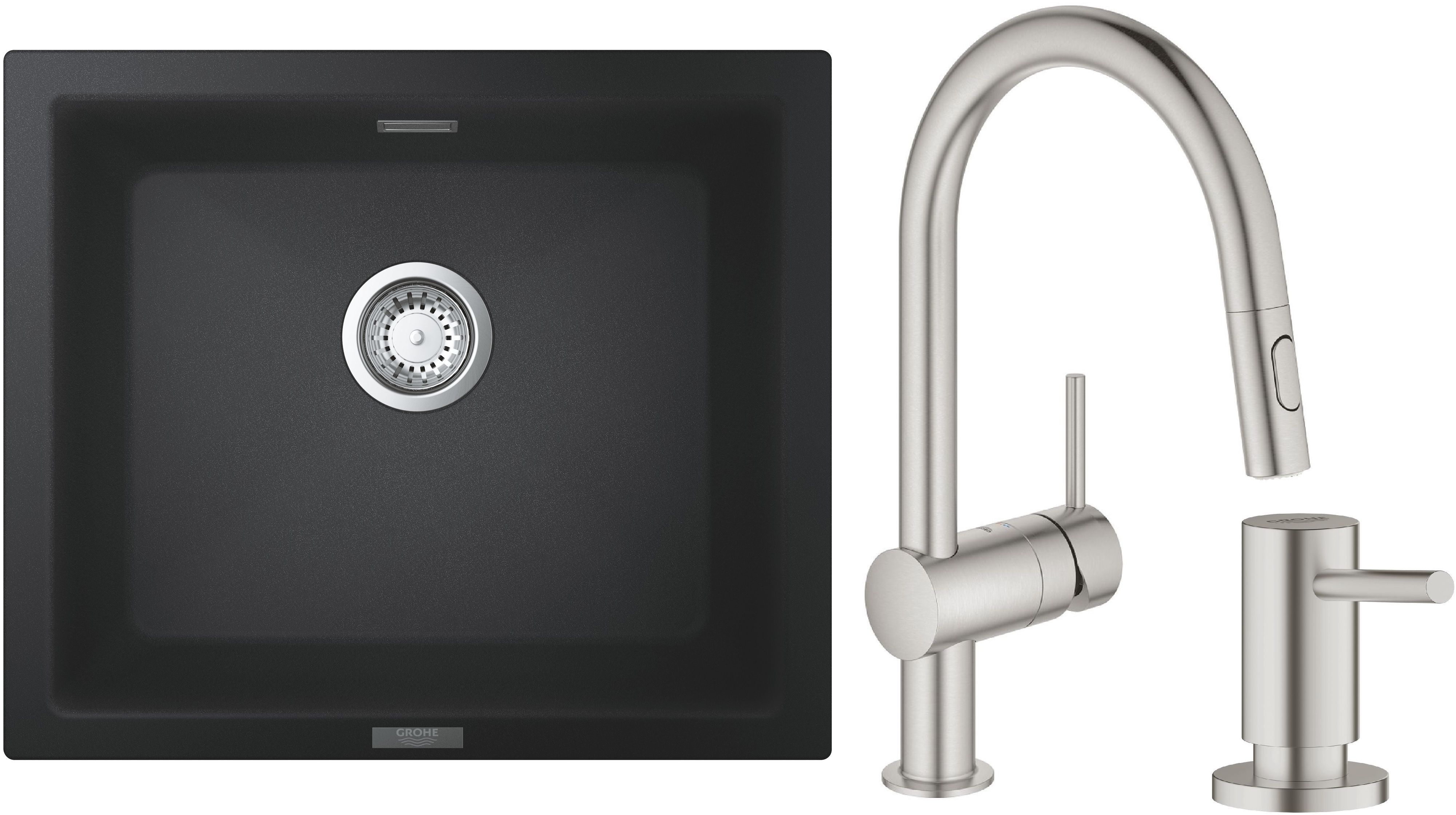 Súprava kuchynská batéria Grohe Minta 32321DC2, granitový drez Grohe K700 31654AP0, 40535DC0