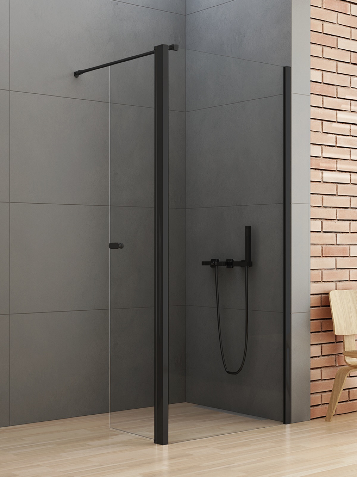 New Trendy New Soleo Black stena sprchového kúta walk -in 60 cm čierna matný/sklo priehľadné K-0776