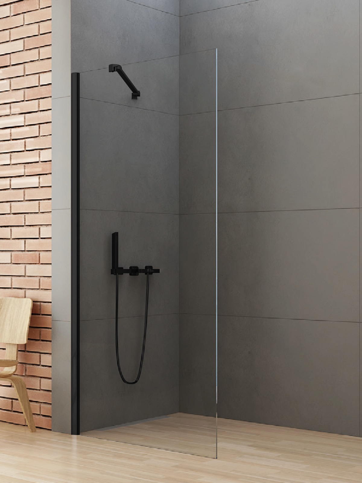 New Trendy New Soleo Black stena sprchového kúta walk -in 60 cm čierna matný/sklo priehľadné K-0766
