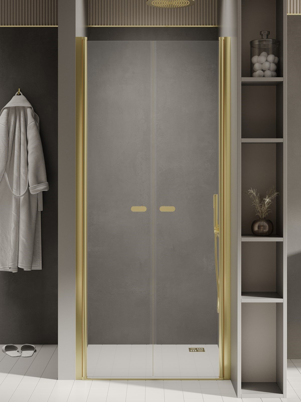 New Trendy New Soleo Light Gold sprchové dvere 130 cm výklopné zlatá lesklá/priehľadné sklo D-0524A