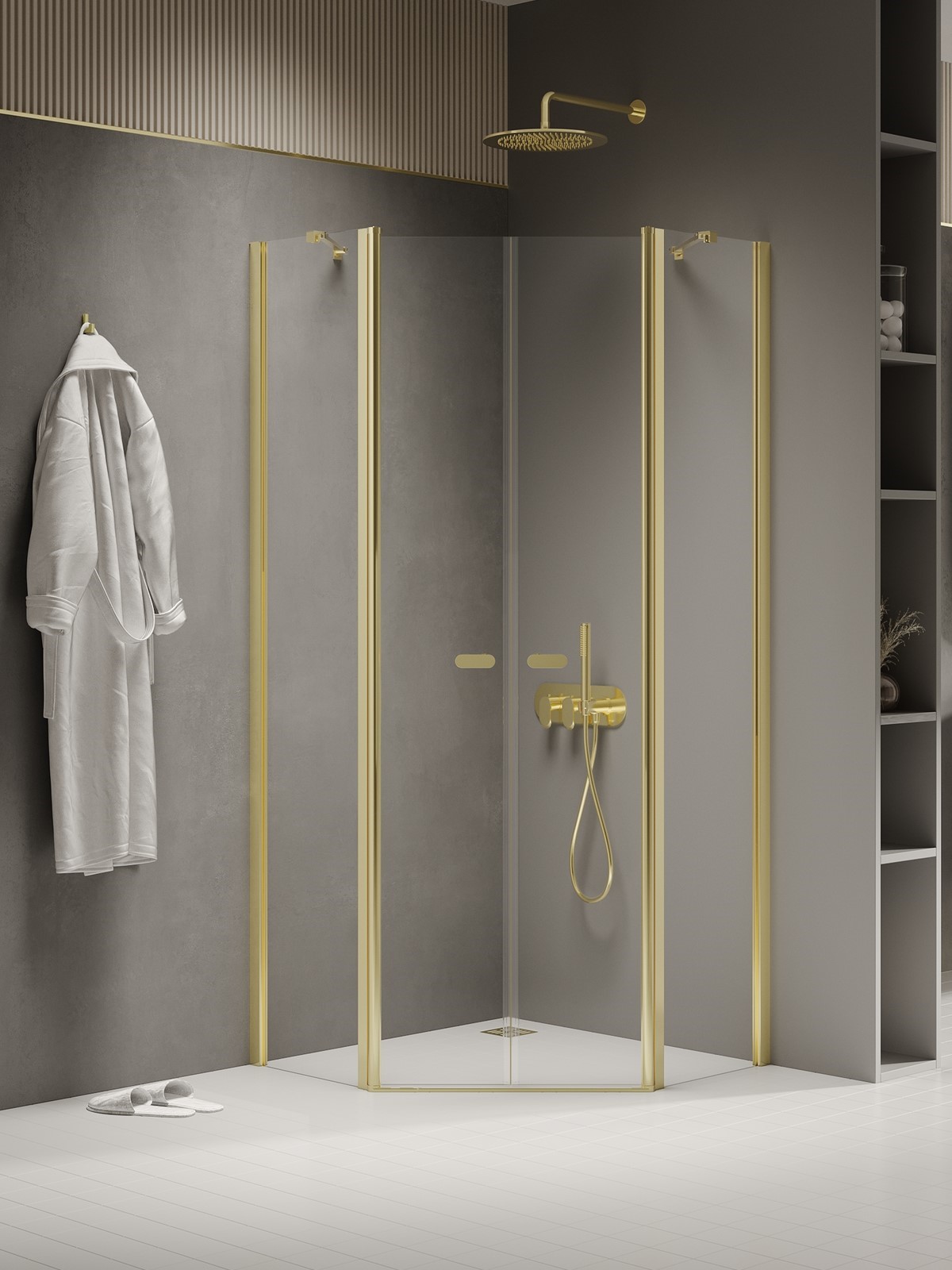 New Trendy New Soleo Light Gold sprchovací kút 90x90 cm zlatá lesklé/priehľadné sklo K-1668