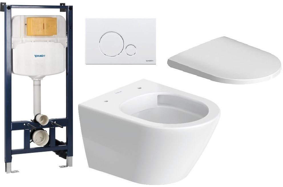 Súprava WC misa Duravit D-Neo 25880900001, podomietková konštrukcia Duravit DuraSystem WD1029000000, 0021690000, WD5010011000