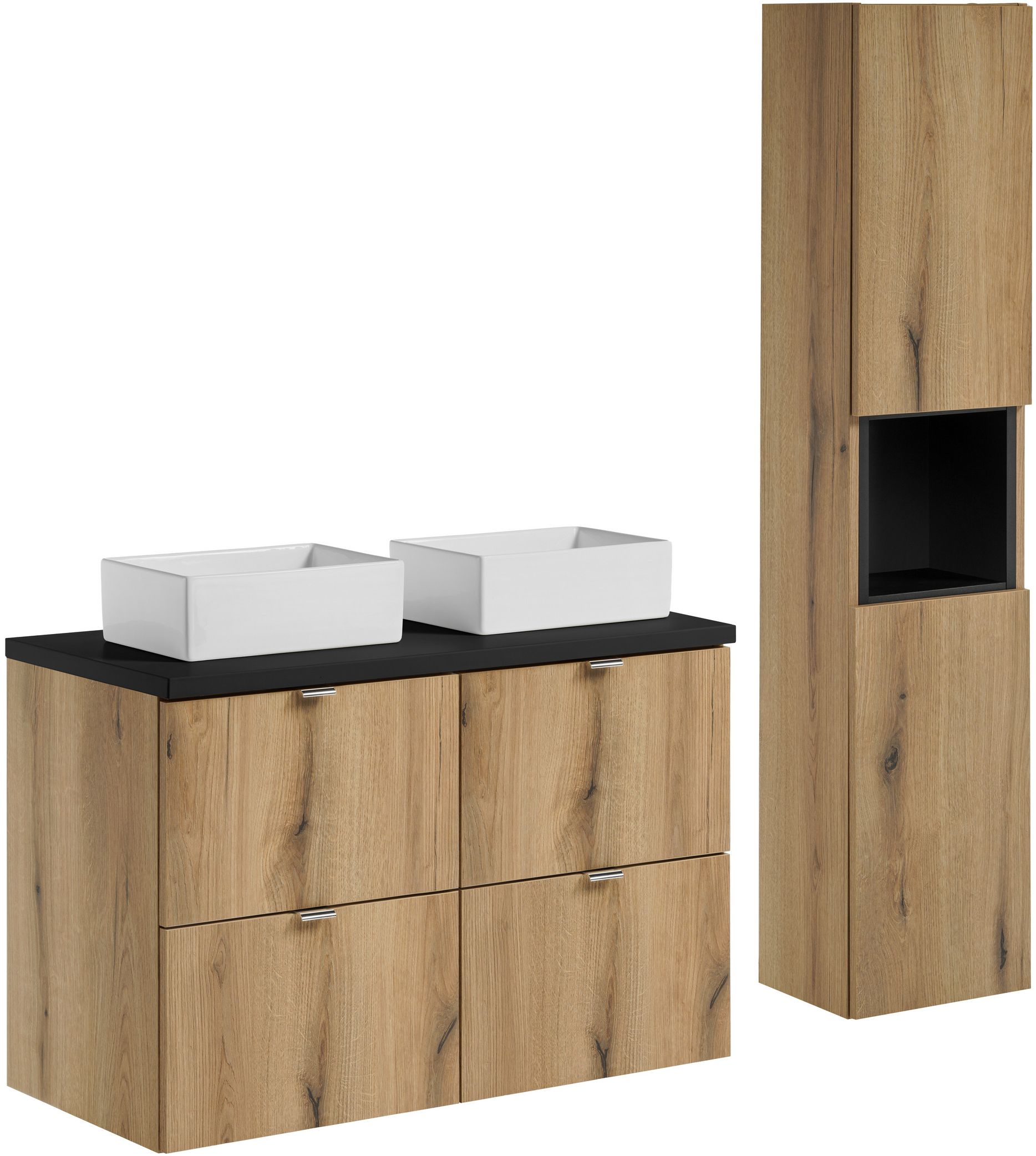 Súprava skrinka Comad Nova Oak NOVA OAK A 82-50-2S, skrinka Comad Nova Oak NOVA OAK A 80-03-2D(W80-01A), NOVA BLACK B 89-100, UN-GAJA35-SW 78570A(35), NOVA BLACK A 83-27-Q(W83-04D)