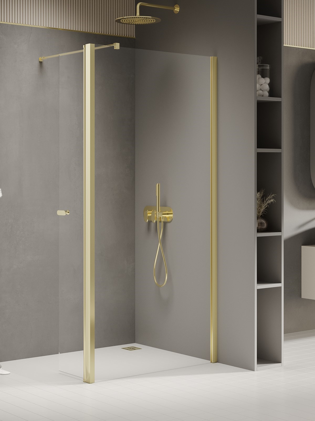 New Trendy New Soleo Light Gold stena sprchového kúta walk -in 90 cm zlatá lesklý/sklo priehľadné K-1967