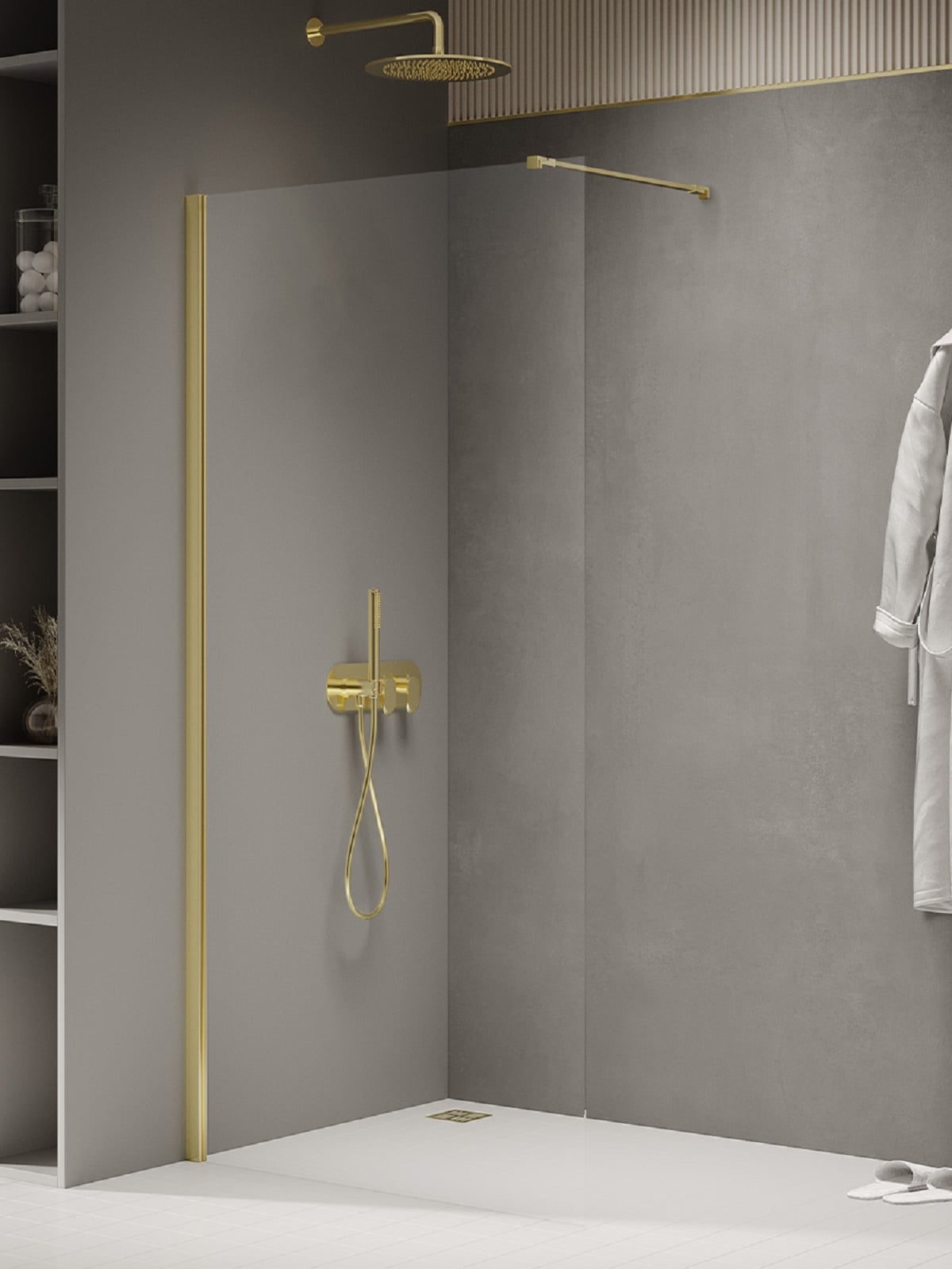 New Trendy New Soleo Light Gold stena sprchového kúta walk -in 90 cm zlatá lesklý/sklo priehľadné K-2095-WP