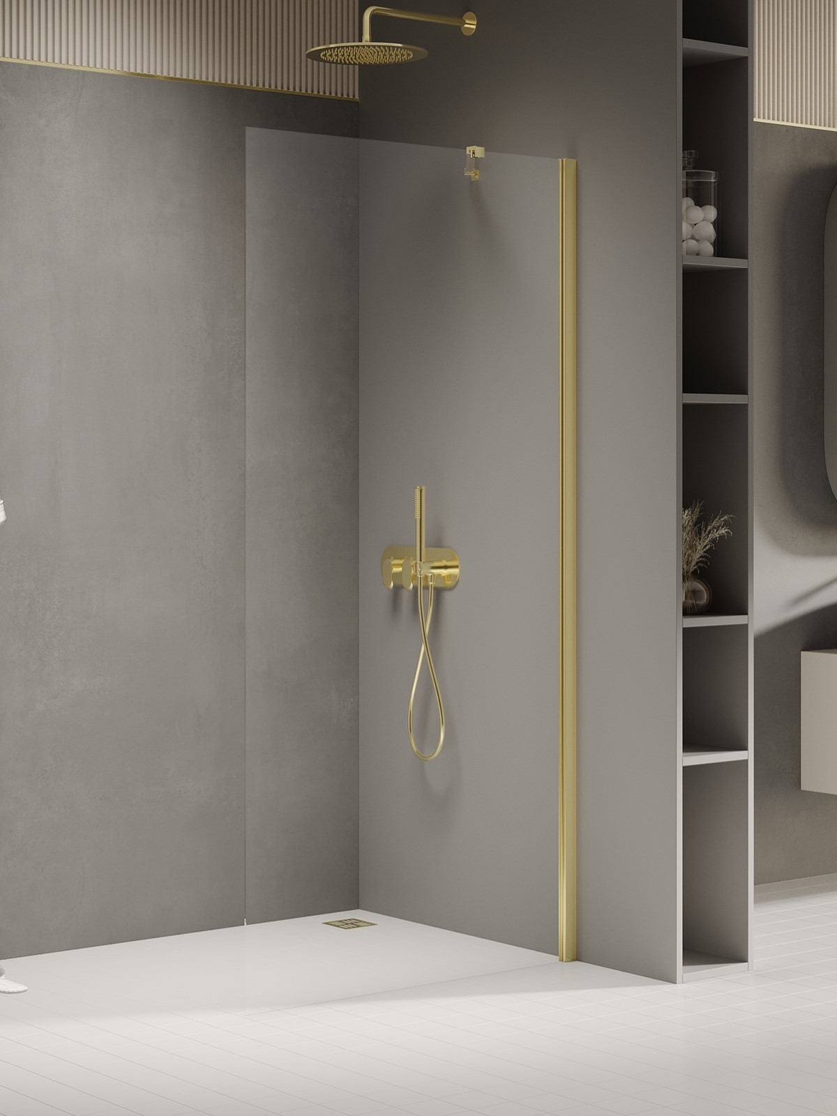 New Trendy New Soleo Light Gold stena sprchového kúta walk -in 90 cm zlatá lesklý/sklo priehľadné K-2095
