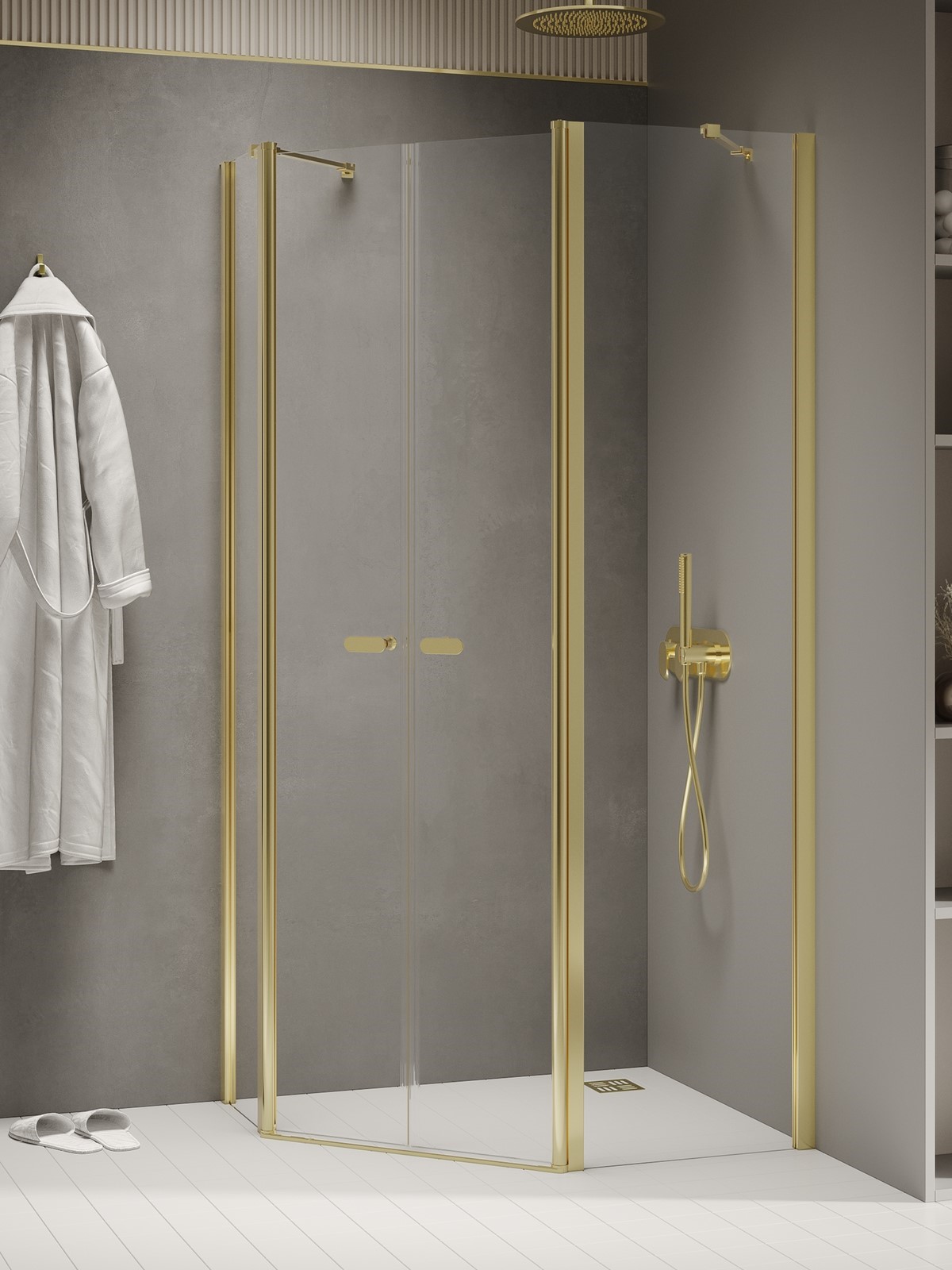 New Trendy New Soleo Light Gold sprchovací kút 100x80 cm zlatá lesklé/priehľadné sklo K-1669