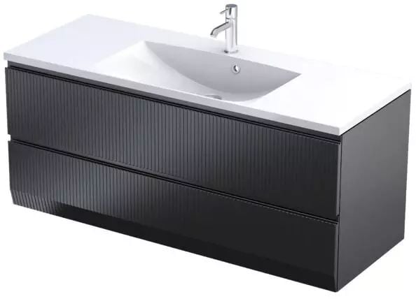 Oristo Brylant skrinka 119.6x45.5x50 cm závesná kúpeľňová skrinka pod umývadlo čierna OR36-SD2S-120-8R