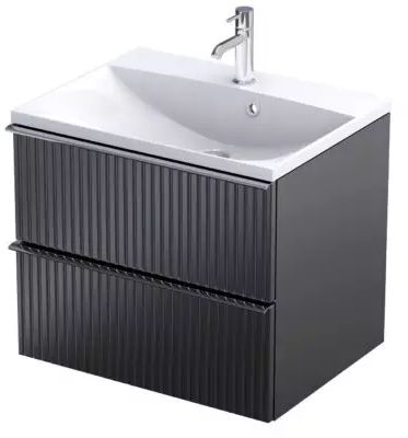Oristo Etna skrinka 59.6x45.5x50 cm závesná kúpeľňová skrinka pod umývadlo čierna OR52-SD2S-60-8R