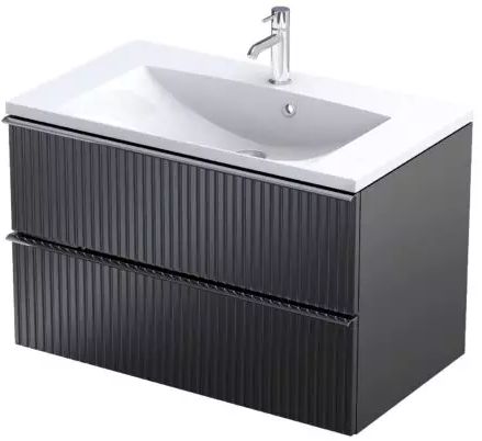 Oristo Etna skrinka 79.6x45.5x50 cm závesná kúpeľňová skrinka pod umývadlo čierna OR52-SD2S-80-8R