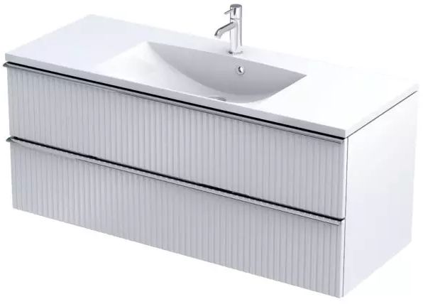 Oristo Etna skrinka 119.6x45.5x50 cm závesná kúpeľňová skrinka pod umývadlo biela OR52-SD2S-120-2R