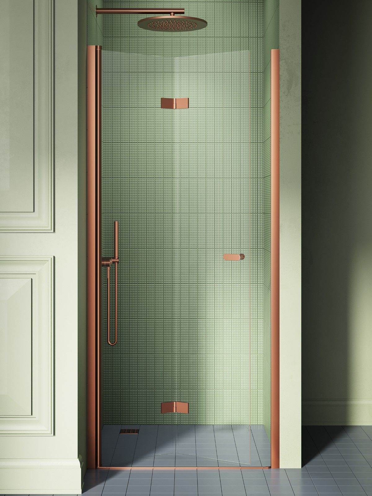 New Trendy New Soleo Copper Brushed sprchové dvere 120 cm skladané medená brúsená/priehľadné sklo D-0507A
