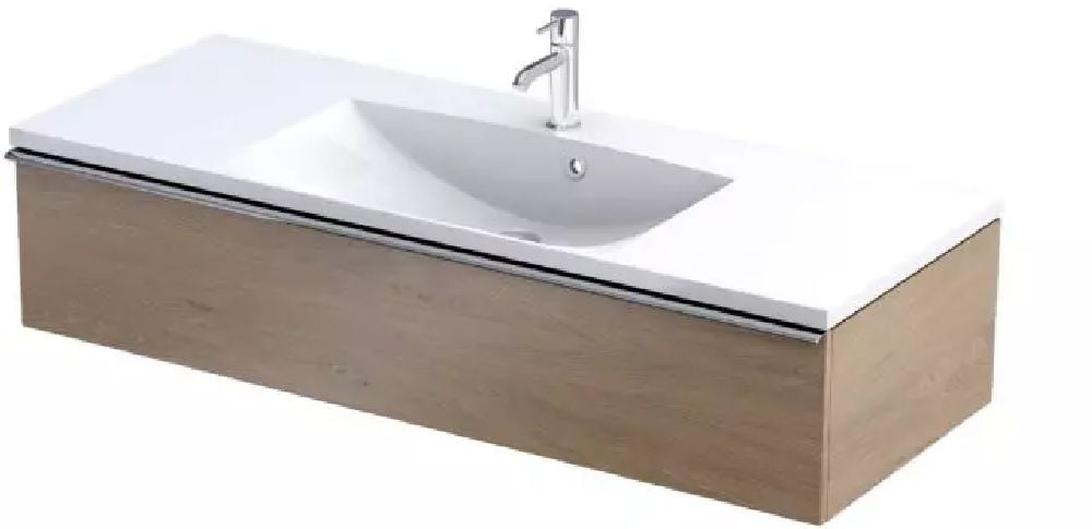 Oristo Etna skrinka 119.6x45.5x25 cm závesná kúpeľňová skrinka pod umývadlo dub OR52-SD1S-120-78