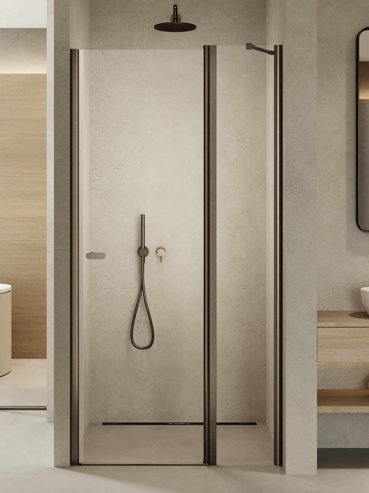 New Trendy New Soleo Gunmetal Brushed sprchové dvere 100 cm výklopné grafitová brúsená/priehľadné sklo D-0561A
