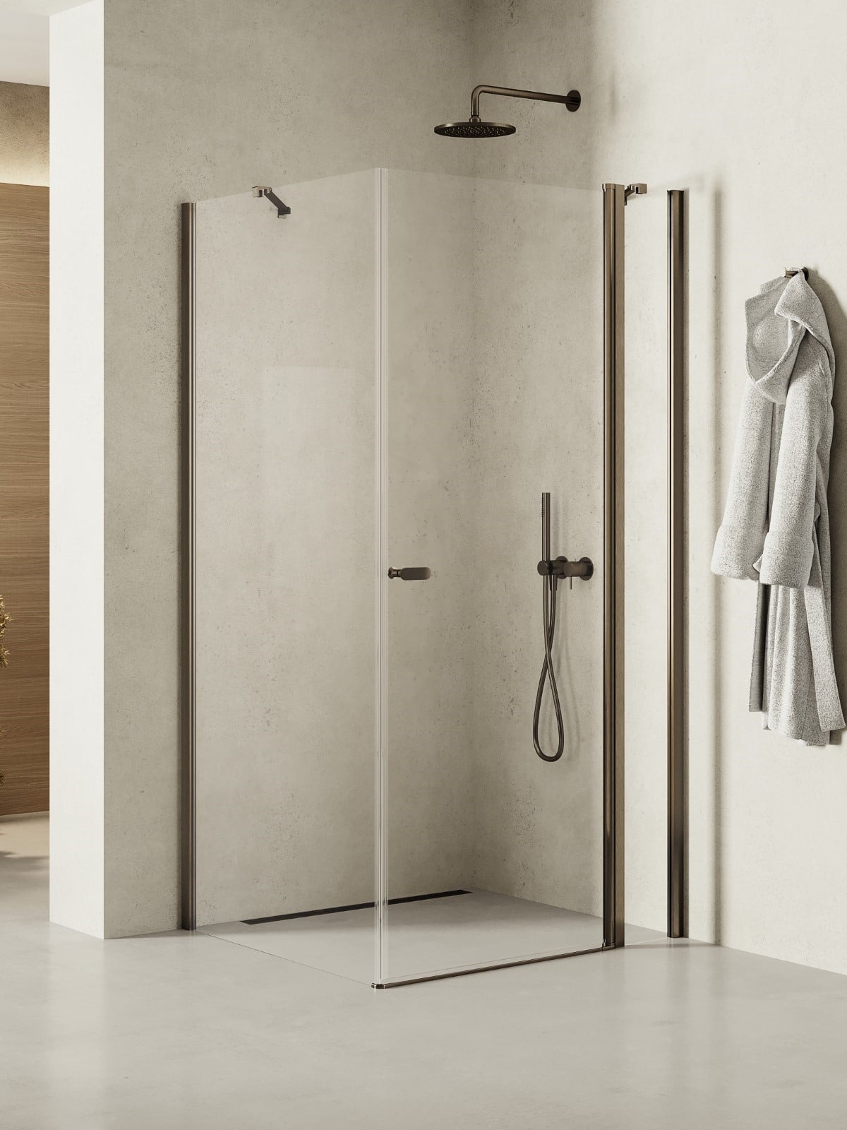 New Trendy New Soleo Gunmetal Brushed sprchovací kút 110x100 cm štvorcová grafitová brúsené/priehľadné sklo K-2164
