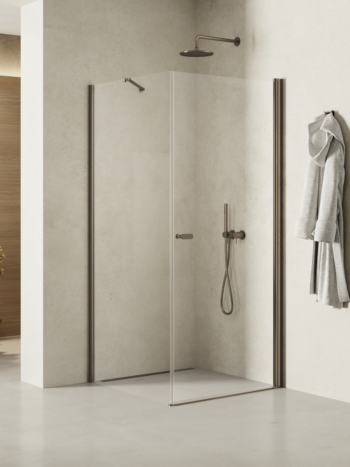 New Trendy New Soleo Gunmetal Brushed sprchovací kút 100x90 cm štvorcová grafitová brúsené/priehľadné sklo K-2145