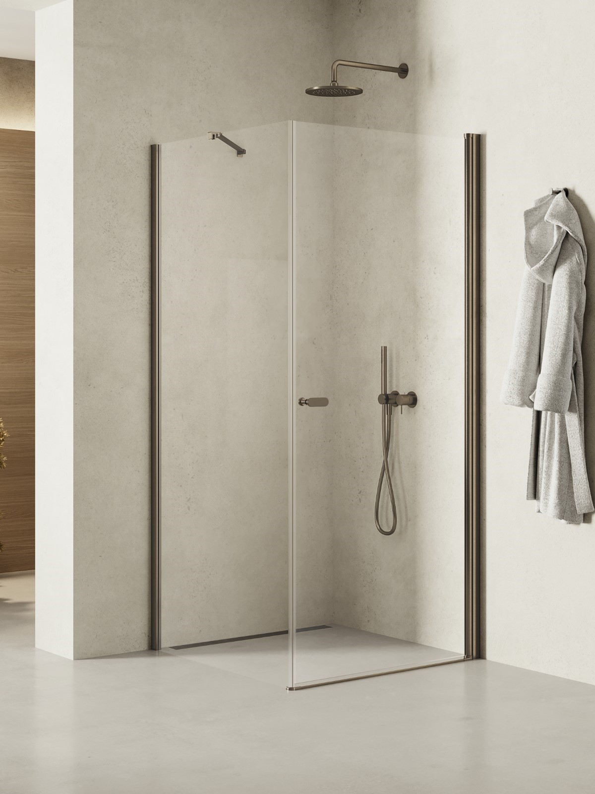 New Trendy New Soleo Gunmetal Brushed sprchovací kút 80x70 cm štvorcová grafitová brúsené/priehľadné sklo K-2131
