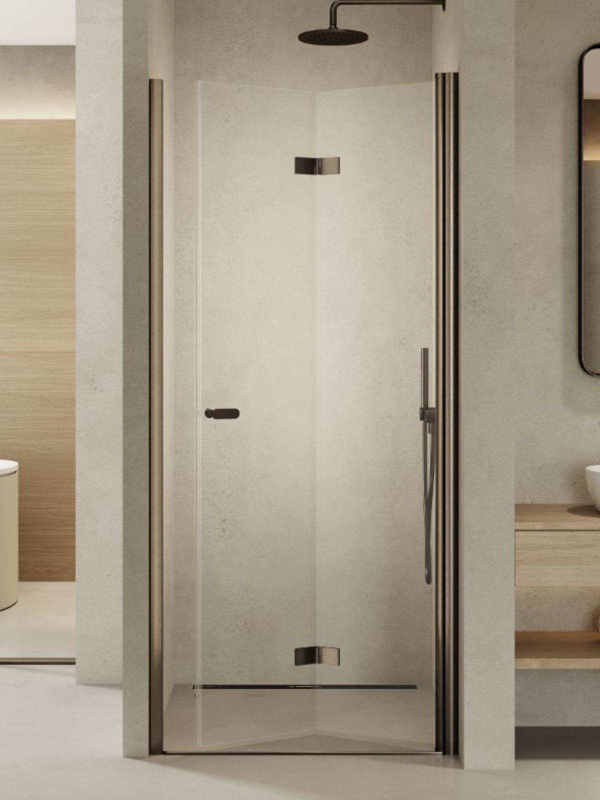 New Trendy New Soleo Gunmetal Brushed sprchové dvere 80 cm skladané grafitová brúsená/priehľadné sklo D-0541A