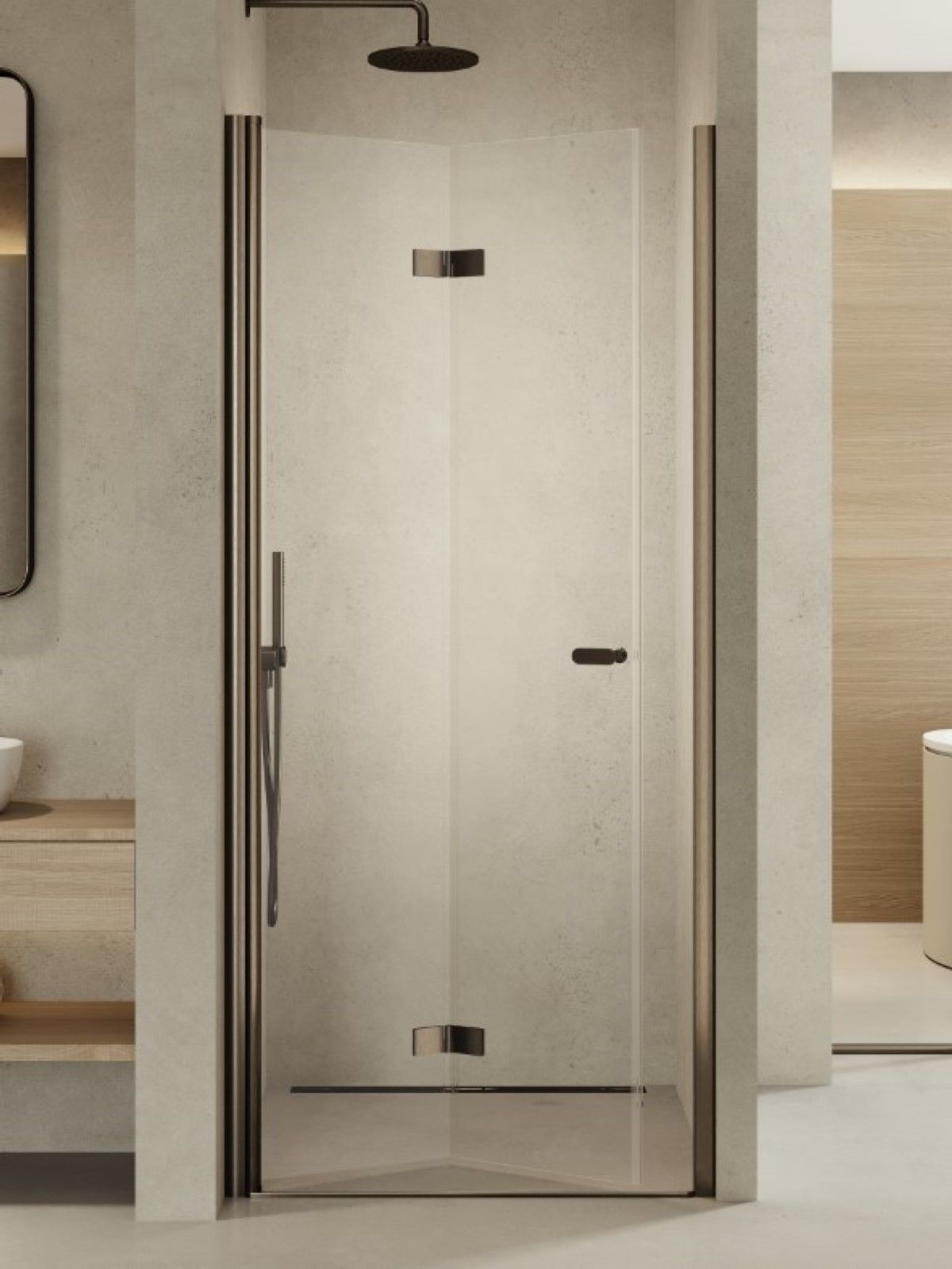 New Trendy New Soleo Gunmetal Brushed sprchové dvere 80 cm skladané grafitová brúsená/priehľadné sklo D-0540A