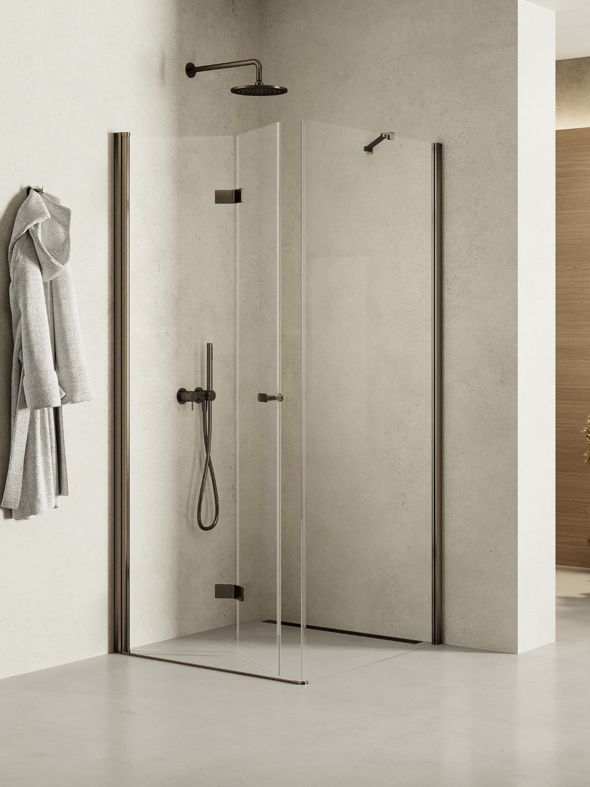 New Trendy New Soleo Gunmetal Brushed sprchovací kút 100x80 cm štvorcová grafitová brúsené/priehľadné sklo K-2212