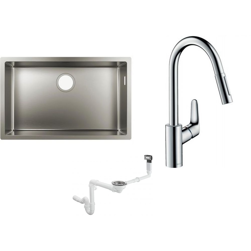 Súprava nerezový drez Hansgrohe S 71 43428800, kuchynská batéria Hansgrohe Focus M41 31815000, 43921800