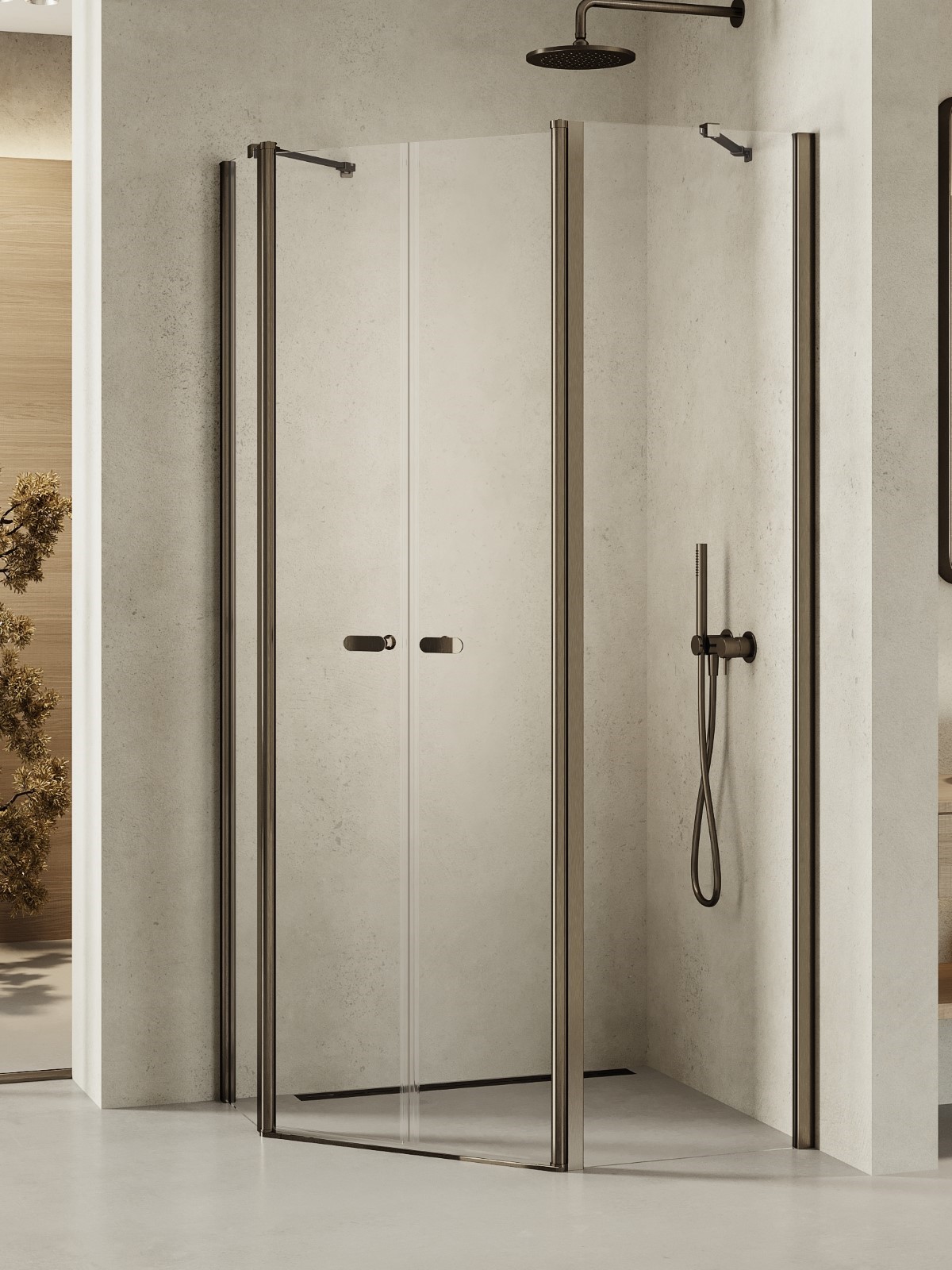 New Trendy New Soleo Gunmetal Brushed sprchovací kút 100x80 cm grafitová brúsené/priehľadné sklo K-1713