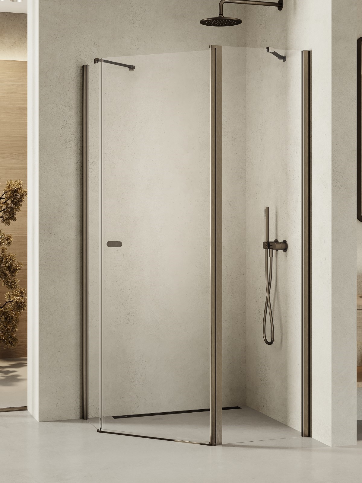 New Trendy New Soleo Gunmetal Brushed sprchovací kút 100x80 cm grafitová brúsené/priehľadné sklo K-1710