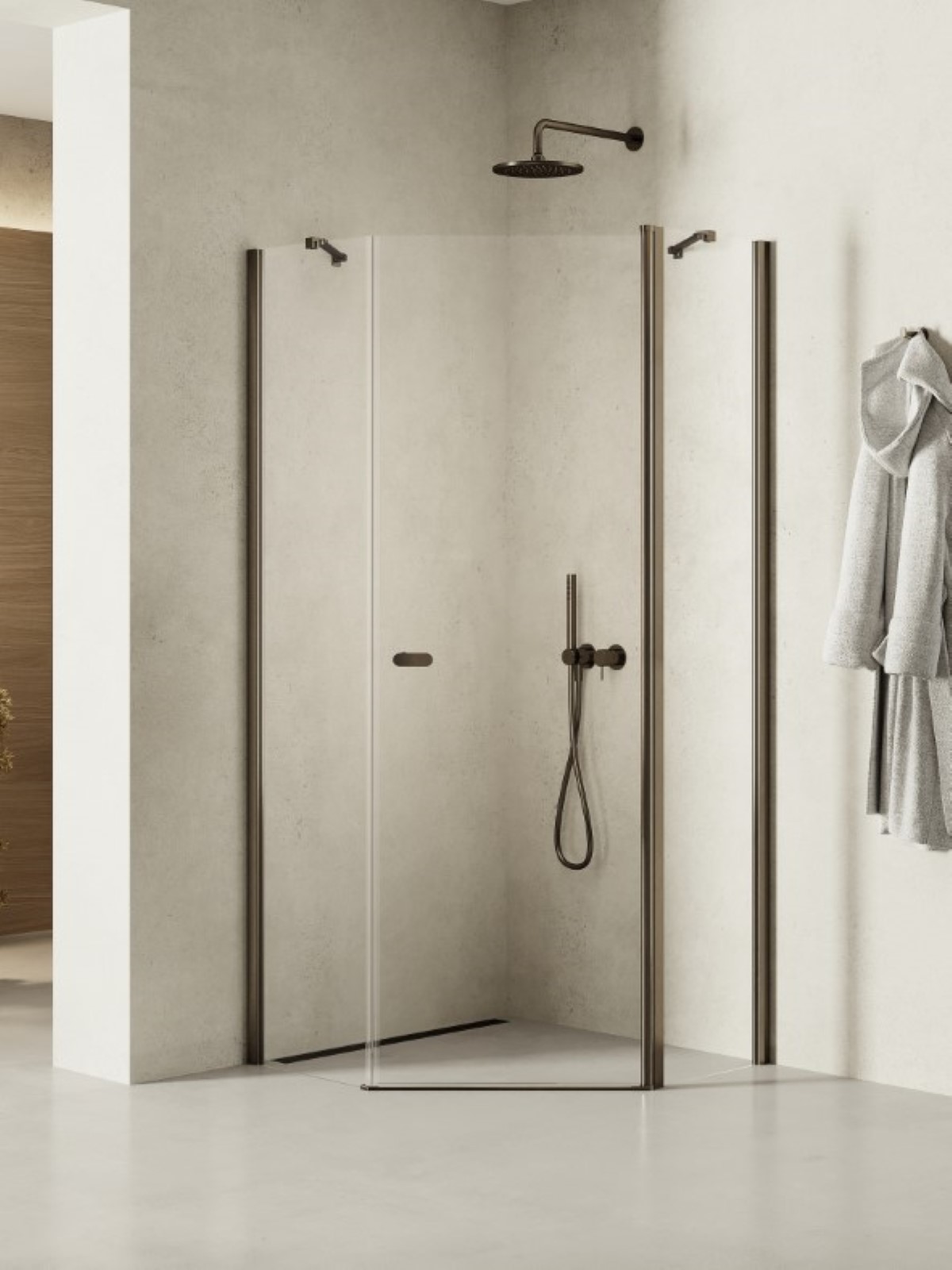 New Trendy New Soleo Gunmetal Brushed sprchovací kút 90x90 cm grafitová brúsené/priehľadné sklo K-1708